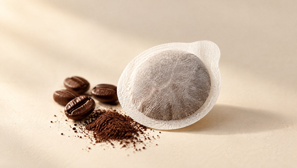 Monodosis ESE de Caffè di Spezia sobre café en grano y molido