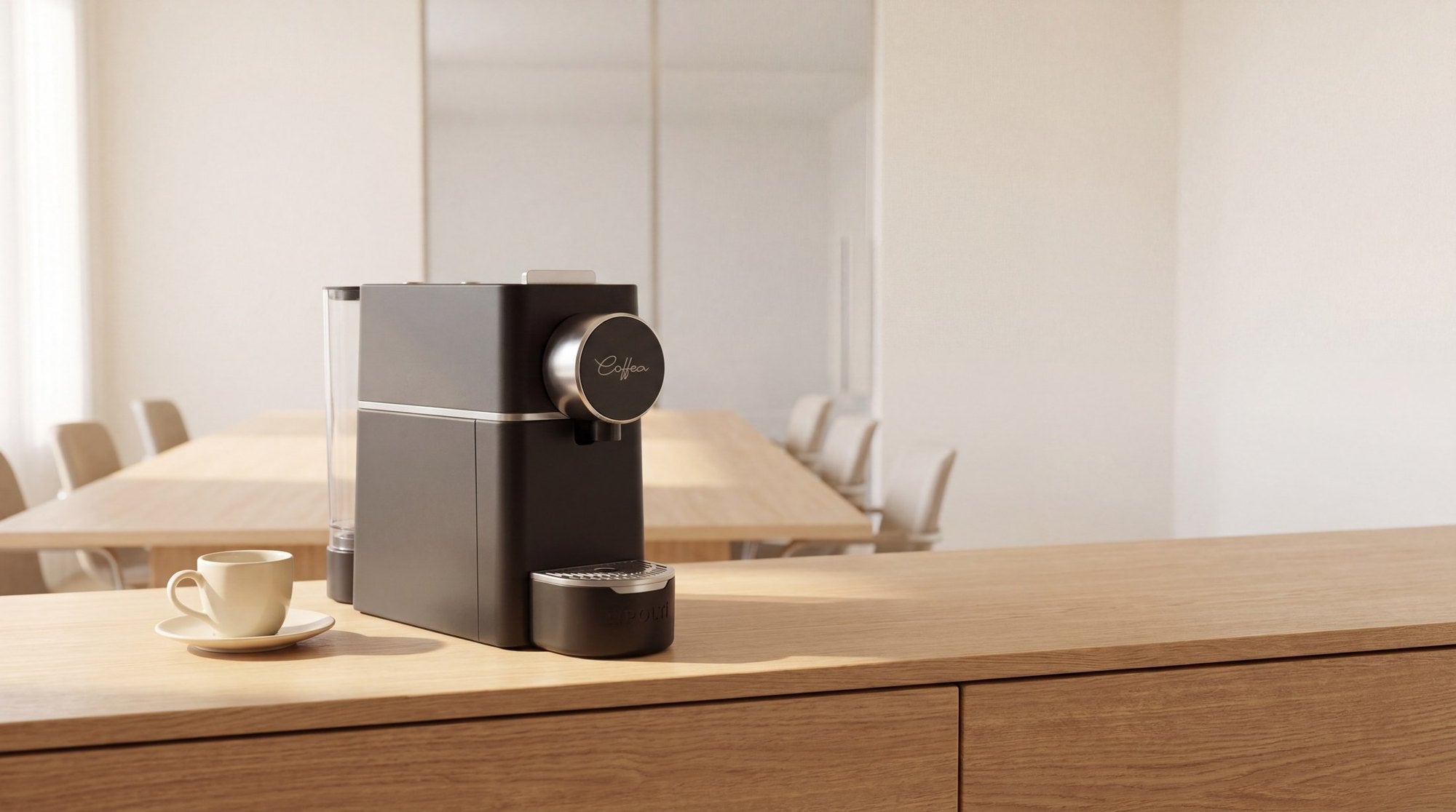 Cafetera Polti Coffea S18 en una sala de reuniones
